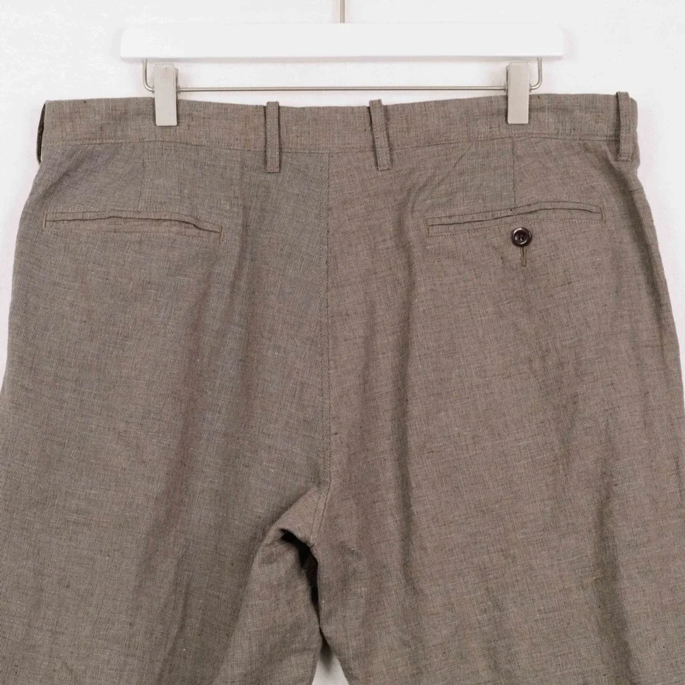J CREW 770 Straight Fit Linen Cotton Blend Trousers Brown Sz 36x28